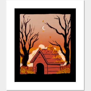 The Red Dog House in Autumn Posters and Art